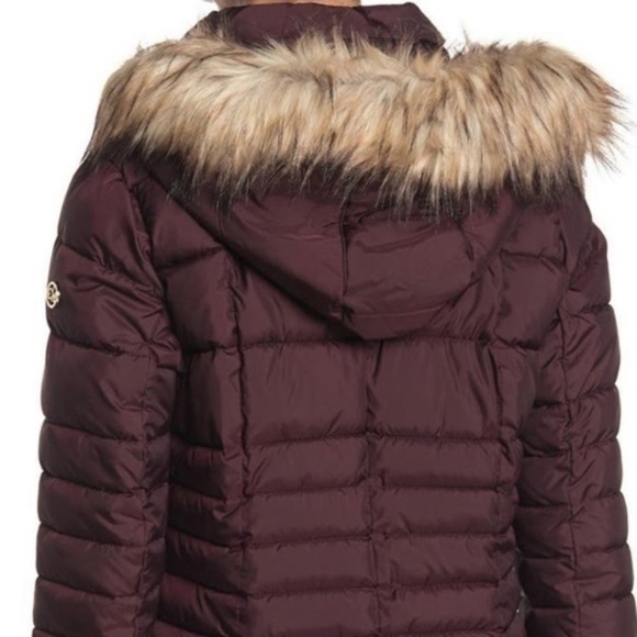 Calvin Klein Purple Fur Long Puffer Jacket New - Picture 3 of 15